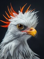 Vivid Portrait of Secretary Bird with Fiery Orange Crest