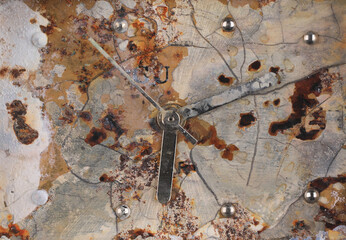 old rusty watch dial isolated on white background