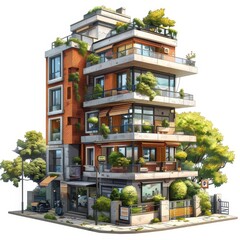 Obraz premium Urban Oasis: A Multi-Level Building with Lush Greenery