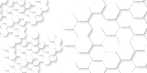 Abstract hexagonal futuristic geometric backdrop White background and embossed hexagon , honeycomb white hexagon concept design abstract technology background vector background, or wallpaper.
