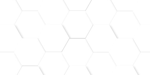 Fototapeta premium Vector abstract hexagonal futuristic geometric backdrop White background and embossed hexagon , honeycomb white hexagon concept design abstract technology background vector background, or wallpaper.