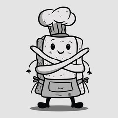 Hand drawn Tofu character doing a stop gesture
