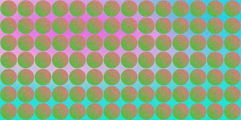 Intricate Grainy Pattern of Gradient Spheres Against a Dark Background with Geometric Shapes and Noise Detailing