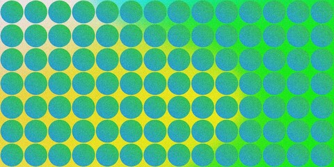 Grainy Abstract Pattern of Green-Hued Spheres with Gradient on a Dark Background Featuring Geometric Shapes and Noise Texture