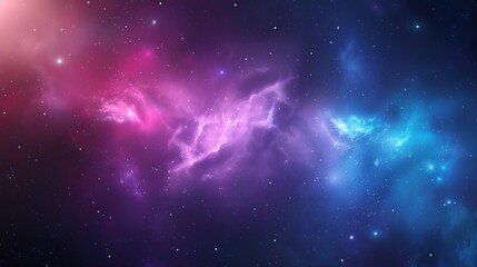 Fototapeta premium Cosmic nebula with vibrant purple and blue hues, stars scattered across the deep space.