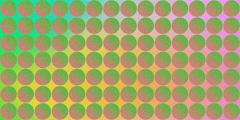 Grainy Abstract Pattern of Green-Hued Spheres with Gradient on a Dark Background Featuring Geometric Shapes and Noise Texture
