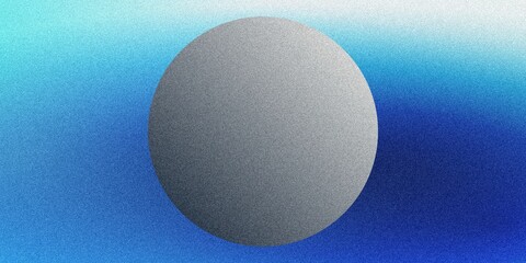 A grainy banner featuring an abstract dark sphere in the shape of a circle on a light background, with textured noise and subtle geometric shapes