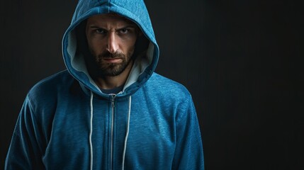 Young man wearing blue hoodie over isolated background