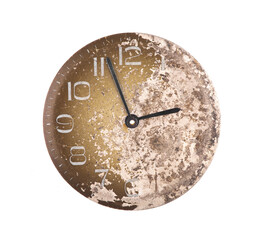 old rusty watch dial isolated on white background