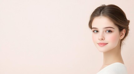Obraz premium A model with perfectly styled hair and subtle makeup, representing health and beauty.