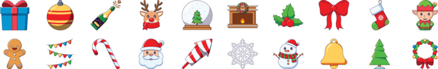 Christmas and New Year Cartoon Illustrations for design for Infographics, Books, Banners