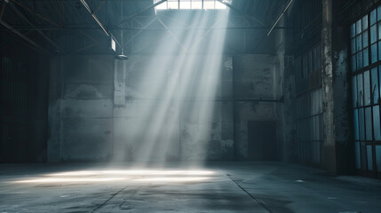 Industrial Hall with Sunlight Beams
