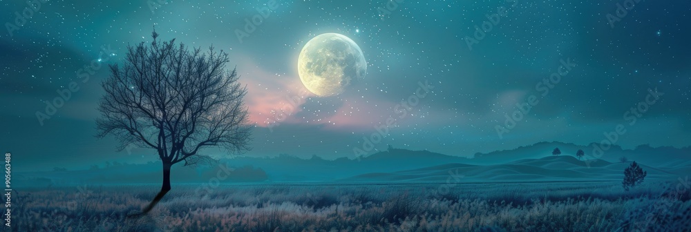 Wall mural Moonlight Night with Full Moon