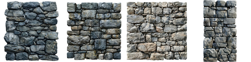 Textured stone wall panels showcasing a rugged and natural design, ideal for architectural and decorative applications. transparent background