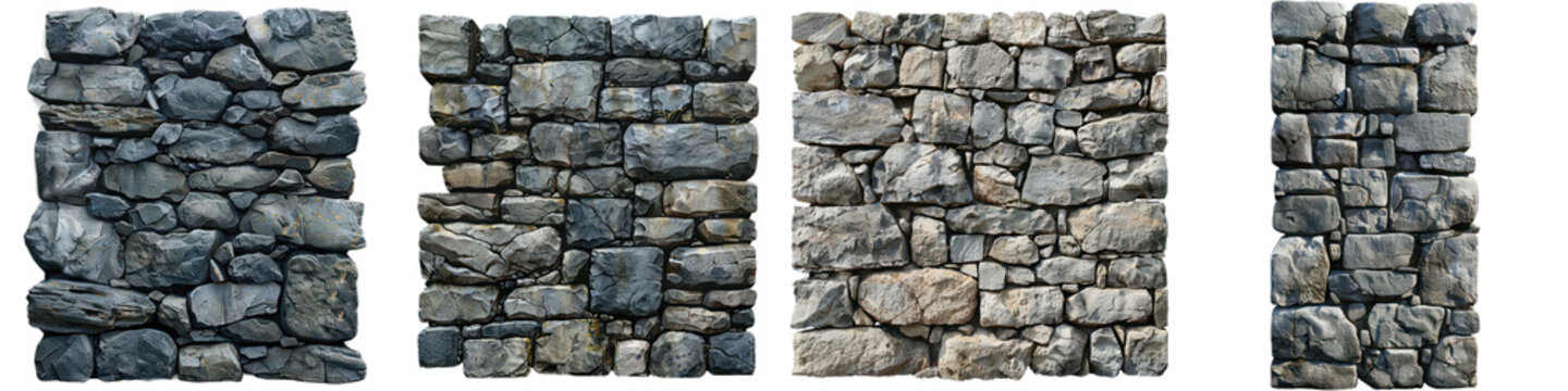 Textured stone wall panels showcasing a rugged and natural design, ideal for architectural and decorative applications. transparent background