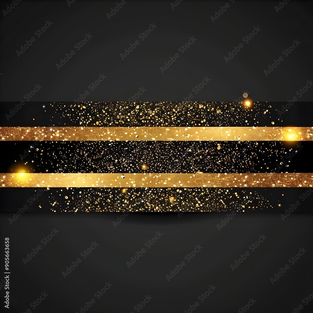 Poster a horizontal gold band illuminated with sparkles across a dark background, creating a luxurious feel