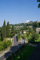 Fototapeta premium Bergamo, Italy - June 17, 2024 - the Upper Town with Venetian Walls 