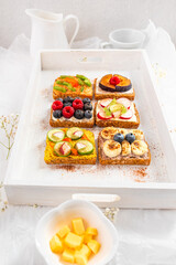 Fruit vegetable sandwiches delicious breakfast snack