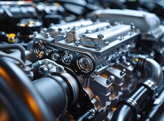 Obraz premium Close-up of a Modern Car Engine