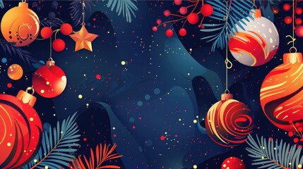 Festive Banner Design with Abstract Patterns for Christmas and New Year Advertisement