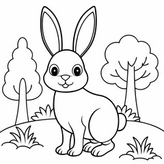 Animals rabbit  coloring  book outline