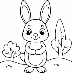 Animals rabbit  coloring  book outline