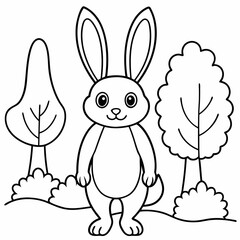Animals rabbit  coloring  book outline