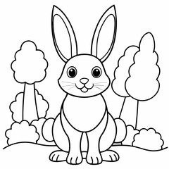 Animals rabbit  coloring  book outline