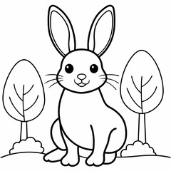 Animals rabbit  coloring  book outline