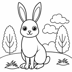 Animals rabbit  coloring  book outline