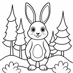 Animals rabbit  coloring  book outline