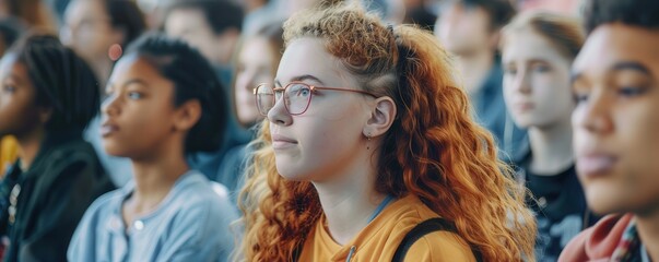 Diverse group of young people facing a bright, hopeful future.