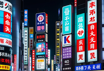 multicolored illuminated signboards light upper part shinjuku city tokyo japan