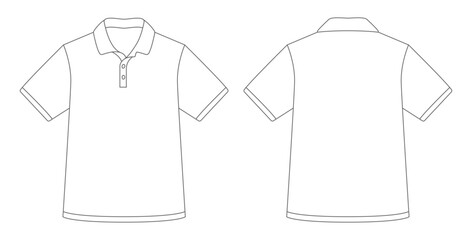 Polo de manga corta plantilla vista frontal y posterior
