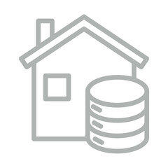 Data House Vector Line Grey Icon Design