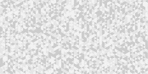 Vector geometric seamless technology gray and white diamond triangle background. Abstract digital grid light pattern white Polygon Mosaic triangle business and corporate background.
