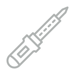 Soldering Iron Vector Line Grey Icon Design