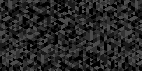 Fototapeta premium Vector geometric seamless technology gray and black triangle background. Abstract digital grid light pattern black Polygon Mosaic triangle Background, business and corporate background.