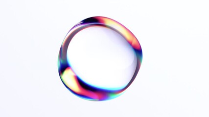 Abstract animation of iridescent bubble on white background, 4k looping video, 3d render - Powered by Adobe
