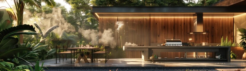 Outdoor Kitchen with a Tropical Ambiance