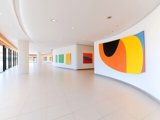 Colorful contemporary art installation in modern gallery during bright daytime