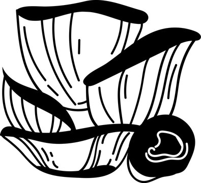 Outline Panus Mushrooms sketch vector set. Black line Poisonous and edible mushrooms hand drawn illustration on white background