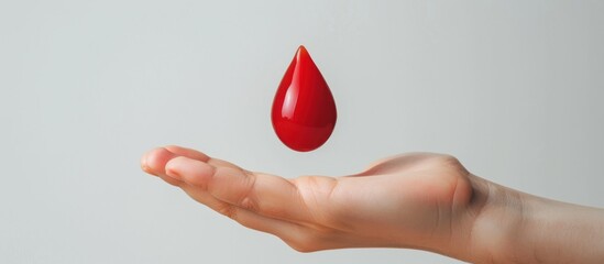 Fototapeta premium Red Blood Drop Floating Over a Hand