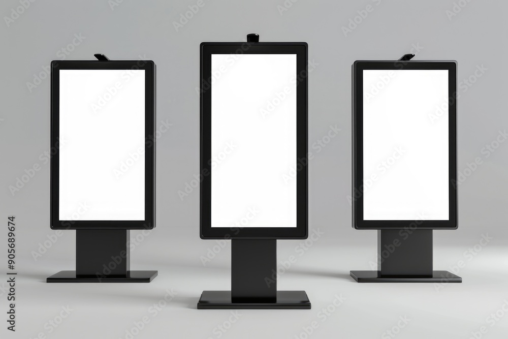 Poster touch screen kiosk. three-dimensional blank advertising lcd screen stand for your design