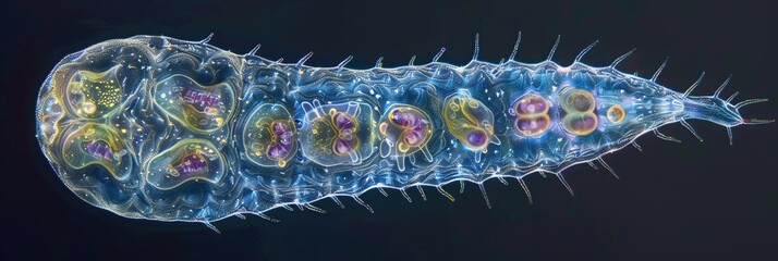 Paramecium caudatum displaying mouth field macronucleus and vacuoles