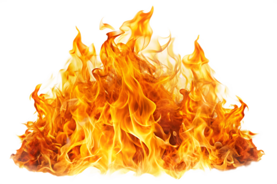 Fire flames on transparent background