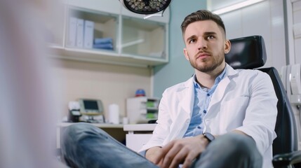 Urology Patient: Caucasian Male at Doctor's Office for Diagnosis and Care