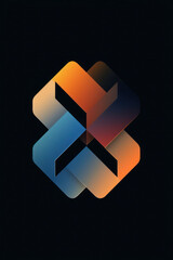Logo design featuring a letter X composed of two overlapping floating squares, with a minimalistic style using simple shapes and colors