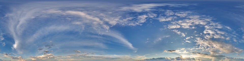 sky before sunset with beautiful awesome clouds. Seamless 360 hdri panorama with zenith for use in...
