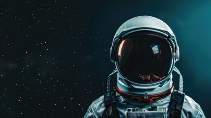 Astronaut with helmet empty space for text
